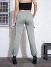 Women Green Twill Multi Pocket Jogger Cargos