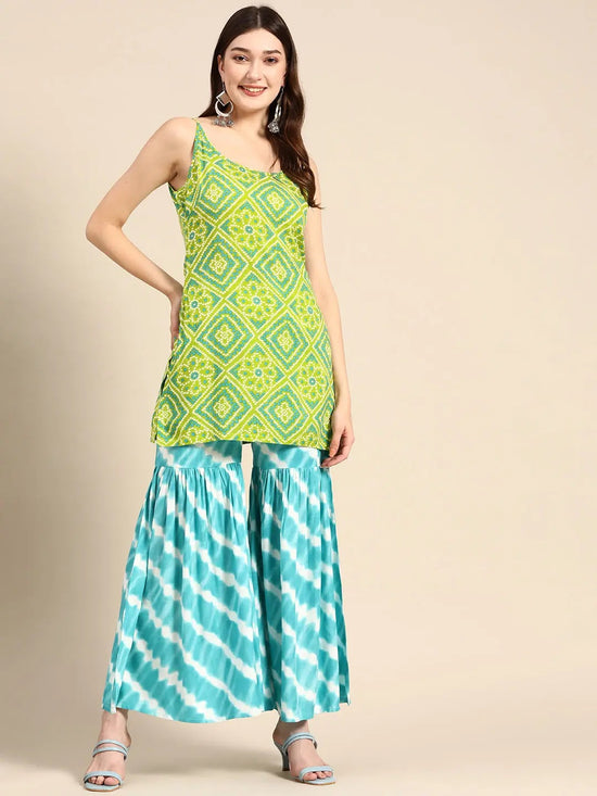 Sharara with kurta in Lime Green