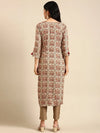 Women's Cream Printed Straight Kurta-AT-A-569-Cream