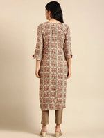 Women's Cream Printed Straight Kurta-AT-A-569-Cream