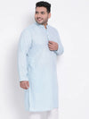 Hangup Men Standard Solid Men's Indian Wear-Aqua_Linen_OnlyLongKurta