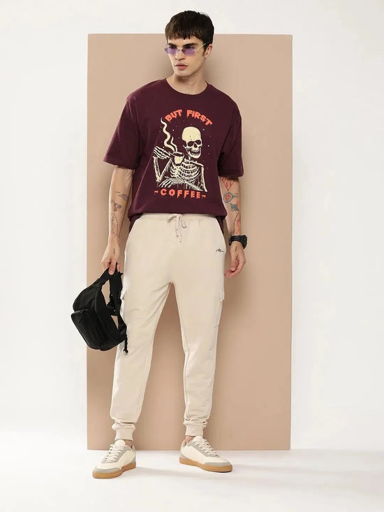 Difference of Opinion Maroon Graphic Oversized T-Shirt-DOOVR215WINE-S