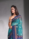 Teal Cotton Soft Saree With Ikkat Style-MA54BCT041400027