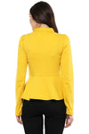 Women Solid Mustard Full Sleeve Jacket