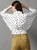 Women's White Printed Top-AE-10340-Offwhite