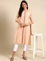 Women's Peach Printed Straight Kurta-ARE-1902-Peach