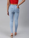 Women's Blue Solid Denim Slim Jeans-GZ-5158-Blue