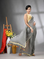 Grey Mul Cotton Soft Saree With Gota Patti Borders-MA62MCT33880005