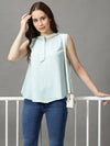 Women's Sea Green Striped Top-AE-10367-Seagreen