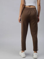 Women's Brown Solid Track Pants-GF-12-Brown