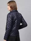 Women Solid Navy Full Sleeve Jacket