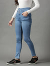 Women's Blue Solid Skinny Fit Denim Jeans-GZ-5284-Blue