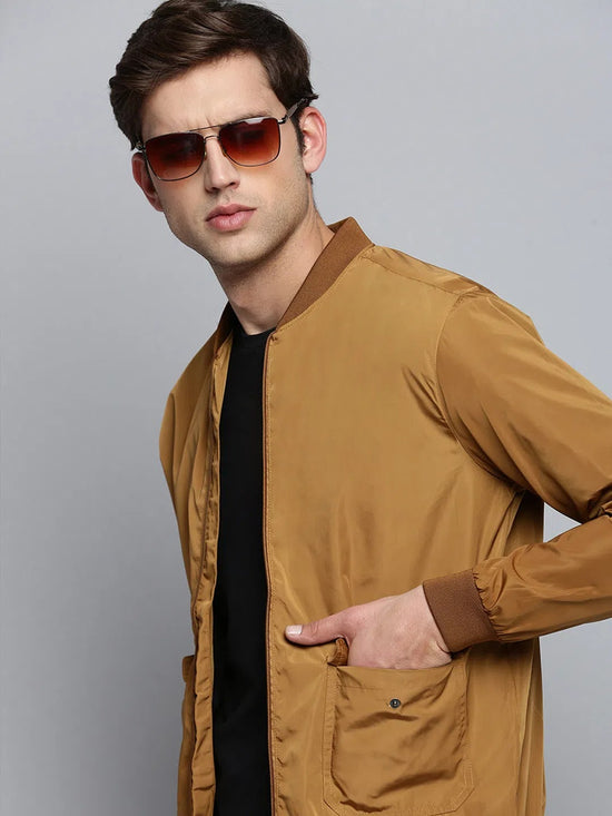 Men Brown Solid Casual Jacket-STCW-J-14-Camelbrown