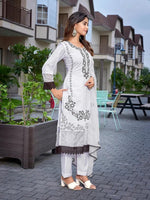 Navyaa Women's Chanderi Embroidered Straight Kurta Pant With Dupatta-Me102_surbhizmlwhite