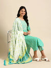 Women's Teal Printed Kurta Set-AT-A374-Teal