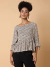 Women's Printed Beige Top-AE-10272-Beige