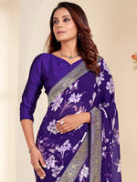 Saree Mall Women's Georgette Purple Embellished Designer Saree With Blouse Piece-MOKSHA105