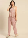 Asymmetric drape jumpsuit in Powder Pink