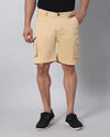 Solid Stretchable Shorts with 6 pockets-Beige-HCS6013-30