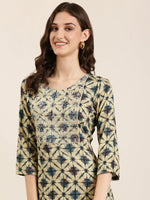 Women Beige Geometrical Straight Kurta-AT-935-K-Beige