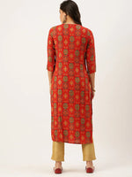 Women's Red Printed Straight Kurtas-GW-2445-Red