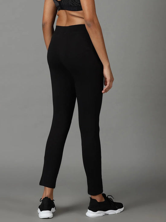 Women's Black Solid Track Pant-AF-1899-Black