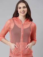 Women Coral Solid Jacket-BEC-12-Coral