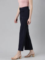 Women Navy Blue Solid Formal Trouser-LT-KN-504-Navyblue