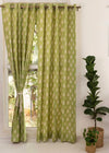 Ferns 100% cotton floral curtain for living room - Room darkening - Green - Pack of 1-230422027