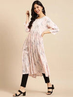 Women's Pink Printed A-Line Kurta-RF-1505-Peach