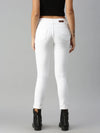 Women's White Solid Denim Skinny Jeans-CR-7782-White