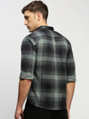 Men Green Checked Shirt-CLEON-1798-Seagreen