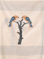 Off White Cotton Handwoven Saree With Bird Motifs-MA66CT431380017