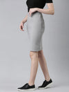 Women Grey Solid Pencil Skirt-AE-10609-Grey