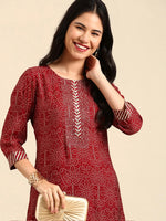 Women's Maroon Printed Kurta Set-BCSK-1366-Maroon