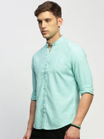 Men Green Solid Shirt-DINAH-1683-Seagreen