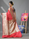 Watermelon Pink Katan Silk Banarasi Saree With Ethnic Motifs And Zari Woven Designs-MA52KA441380079