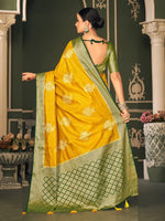 Saree Mall Women's  Blend Yellow Woven Design Designer Saree With Blouse Piece-TRISHA7904