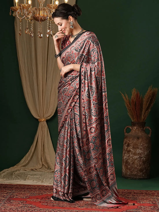 Saree Mall Women's Crepe Red Printed Designer Saree With Blouse Piece-MOHAR103B