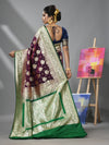 Purple Silk Banarasi Saree With Damask Motifs And Woven Degins-MA52BSL441050089