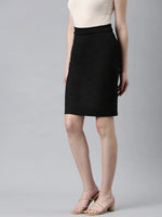 Women Black Solid Pencil Skirt-AE-10610-Black