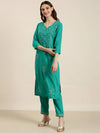 Women Green Solid Kurta Set-FS-2597-Green