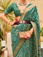 Saree Mall Women's Tussar  Sea Green Printed Designer Saree With Blouse Piece-SITARMN2001