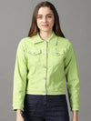 Women's Green Solid Open Front Jacket-GZ-5577-Green