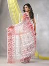 Off White Muslin Saree With Jamdani Designs-MA57MS331760010