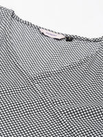 Women's White Checked A-Line Kurta-SKF-080-3-Black