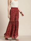 Women Maroon Floral Sharara Pants