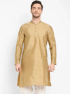 Hangup Men Standard Solid Men's Indian Wear-Khakhi_Dupion_LongKurta