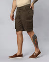 Solid Stretchable Shorts with 6 pockets-Brown