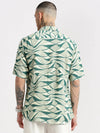 Men Spread Collar Abstract Green Casual Shirt-POLFAH-2104-Green